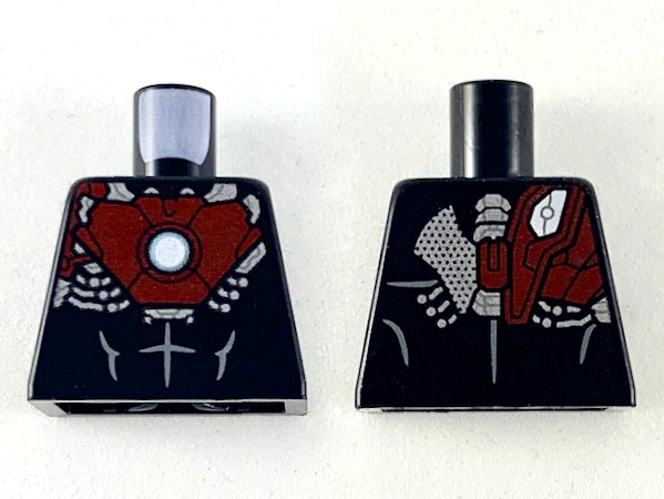 Lego Torso Dark Red Chest Plate with Arc Reactor Pattern