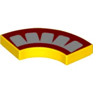 Tile 2 x 2 Curved, Macaroni with 4 Red Points and Border Print / Yellow