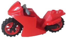 Motorcycle Sport Bike with Black Frame, Red Wheels and Dark Bluish Gray Handlebars