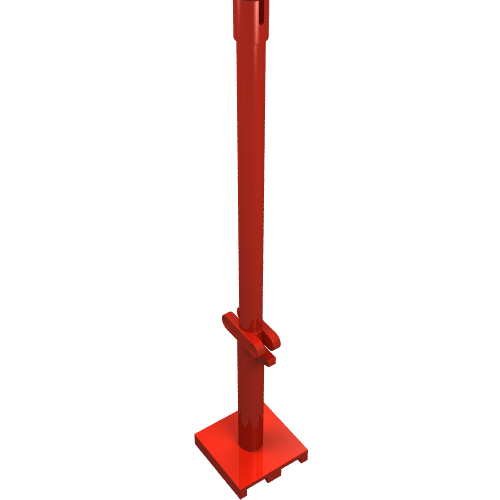 Lego Boat, Mast 2 x 2 x 9 2/3 Bar with Slot on Top and 2 Finger Hinge on Two Sides / Red