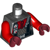 Lego Torso Wetsuit with Black Straps and Gauges Print, Red Arms, Dark Red Hands / Pearl Titanium