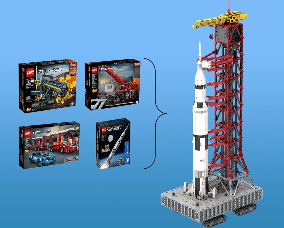 Lego Launch Tower Mk I for Saturn V (21309/92176) with Crawler