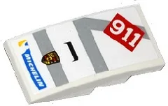 Slope, Curved 4 x 2 with Michelin Logo, Porsche Logo, Light Bluish Gray Stripes, '911' and Air Intake Pattern (Sticker) - Set 75912