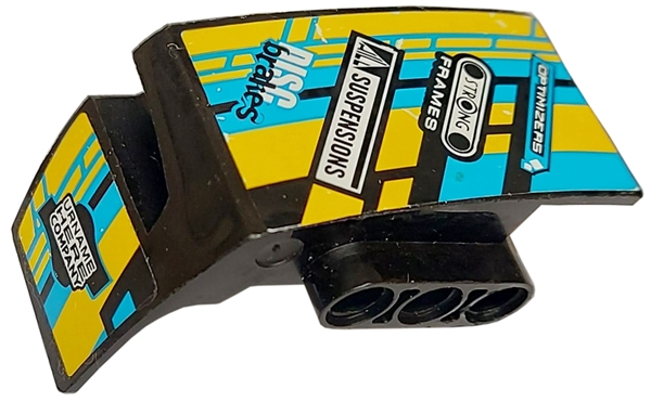 Lego Technic, Panel Car Mudguard Right with Sponsor Logos on Dark Azure, Yellow and Black Background Pattern (Stickers) - Set 42034