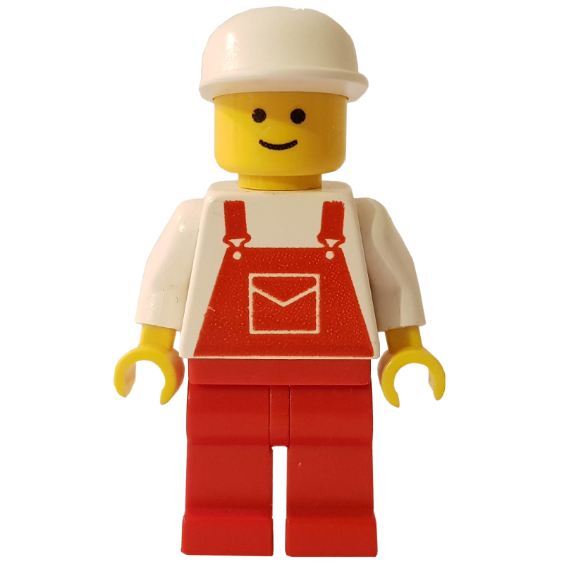 Lego Man, Red Overalls, White Cap
