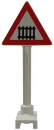 Road Sign Triangle with Level Crossing Print