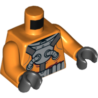 Lego Torso Diving Suit, Belt, Straps/Harness, Silver Plate, Hoses Print, Orange Arms, Black Hands / Orange