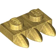 Plate Special 1 x 2 with Three Teeth [Tri-Tooth] / Pearl Gold