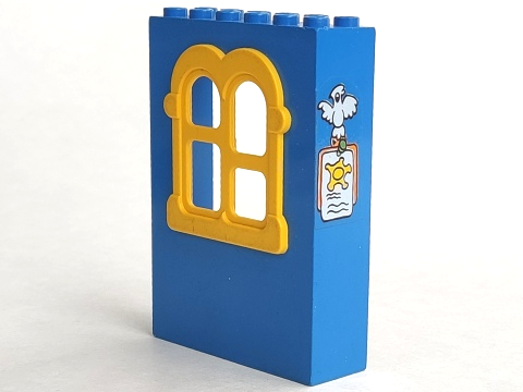 Lego Fabuland Building Wall 2 x 6 x 7 with Squared Yellow Window with Bird and Sheriff Notice Pattern (Sticker) - Set 3669