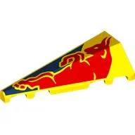 Brick Wedged, Sloped 2 x 5 Left with Red Bull, Dark Blue Background Print / Yellow