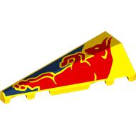 Lego Brick Wedged, Sloped 2 x 5 Left with Red Bull, Dark Blue Background print