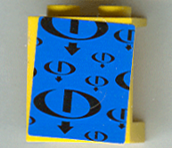 Lego Panel 1 x 2 x 2 - Hollow Studs with Black Gravity Games Logo Repeating on Blue Background Pattern (Sticker) - Set 3538