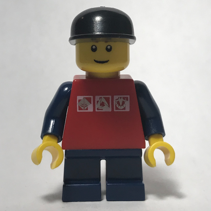 Lego Kid - Red Torso, Dark Blue Legs, Black Cap