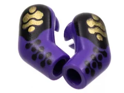 Arm, (Matching Left and Right) Pair with Black and Gold Armor Pattern / Dark Purple