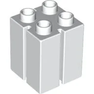 Duplo Brick 2 x 2 x 2 with Vertical Grooves / White