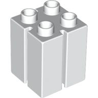 Lego Duplo Brick 2 x 2 x 2 with Vertical Grooves / White