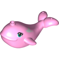 Lego Animal, Whale / Narwhal with Dark Turquoise Eyes, White Spots / Bright Pink