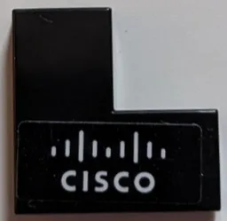 Tile 2 x 2 Corner with White 'CISCO' and Bridge Logo Pattern Model Right Side (Sticker) - Set 76919