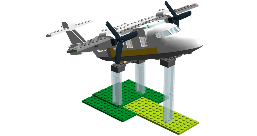 Lego Regional airliner with a display stand.