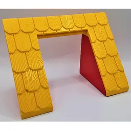 Duplo Roof-Piece Slope 60°, 8 x 4 x 4, with Red Base, and Shingles with Opening / Yellow
