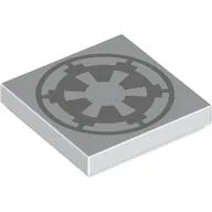 Tile 2 x 2 with Light Bluish Grey Empire Logo Print / White