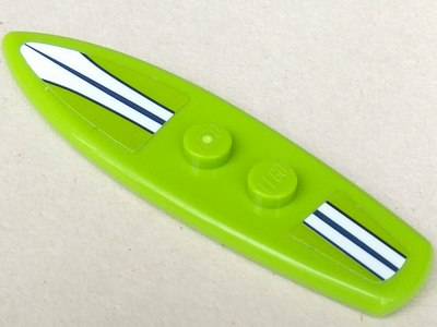 Lego Minifigure, Utensil Surfboard Standard with White and Dark Green Lines Pattern (Stickers) - Set 41315
