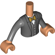 Lego Minidoll Torso Boy with Dark Bluish Grey Jacket, White Shirt, Bow Tie, Nougat Hands / Nougat