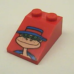 Brick Sloped 33° 3 x 2 Smooth with McDonald's Hamburglar Print / Red