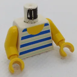 Torso, Vest with Horizontal Blue/White Stripes Print, Yellow Arms and Hands