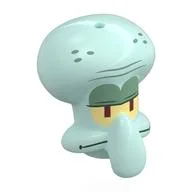 Minifig Head Special, Squidward with Bright Light Yellow Eyes, Sand Green Eyelids, Spots Print / Light Aqua