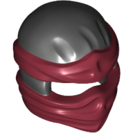 Lego Wrap with Short Back Knot, Dark Red Pattern / Black