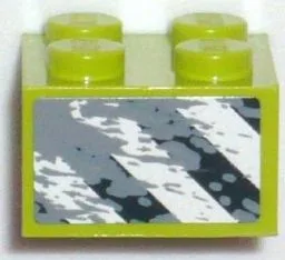 Brick 2 x 2 with Black and White Danger Stripes and Mud Pattern Model Left Side (Sticker) - Set 8957