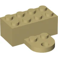 Brick Magnet 2 x 4 with Round Plate 2 x 2 / Tan