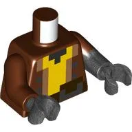 Torso, Odd Dual Molded Arms, Pixelated Yellow Shirt, Dark Brown Belt Print, Odd Dual Molded Left Arm, Reddish Brown Sleeve, Pearl Titanium Arm, Right Reddish Brown Arm, Pearl Titanium Hands / Reddish Brown