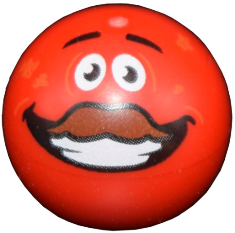 Lego Technic Ball Joint with Black Eyebrows, Open Smile with Teeth, Reddish Brown Moustache, White Eyes Pattern (Tomatohead)