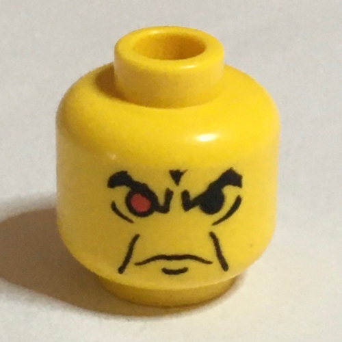 Lego Minifig Head Ogel, Angry Eyebrows and 1 Red Eye Print / Yellow