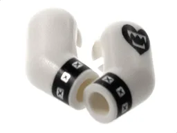 Arm, (Matching Left and Right) Pair with Black Cuffs, Silver Studs, Heart Tattoo with Fangs Pattern / White