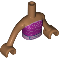 Lego Minidoll Torso Girl with Dark Pink Top, Bright Pink Decorations, Belt print, Medium Nougat Arms and Hands / Medium Nougat