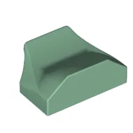 Brick Wedged, Curved 1 x 2 x 2/3 No Studs, Wing End / Sand Green