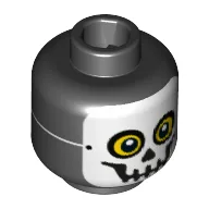 Minifig Head Skeleton Guy, Skull Mask with Yellow Eyes and Tied String on Back Print [Hollow Stud] / Black