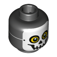 Lego Minifig Head Skeleton Guy, Skull Mask with Yellow Eyes and Tied String on Back Print [Hollow Stud] / Black