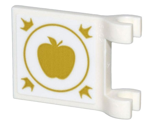 Lego Flag 2 x 2 Square with Flared Edge with Gold Apple, Circle, and Crowns Pattern on Both Sides (Stickers) - Set 43205