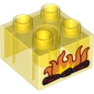 Duplo Brick 2 x 2 with Fire, Logs Print