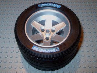 Lego Wheel 62mm D. x 46mm Technic Racing Large, with Black Tire Technic Racing Large with 'MICHELIN' White Pattern (22969 / 32296pb02)