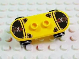 Minifigure, Utensil Skateboard Deck with Island Xtreme Stunts Logo, Black Grip Tape, and Rivets Pattern (Sticker) with Black Wheels (42511pb22 / 2496) - Set 6738