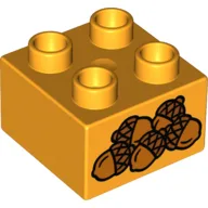 Duplo Brick 2 x 2 with Acorns Print