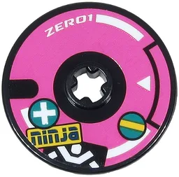 Technic, Disk 3 x 3 with White 'ZERO1', Stripes and Triangle, Blue 'ninja', White Ninja Silhouette and Plus Sign Pattern (Sticker) - Set 71710