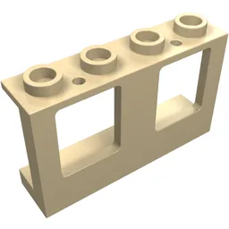 Window 1 x 4 x 2 Plane, Solid Studs / Tan