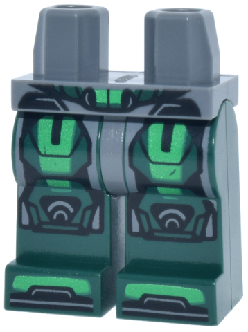 Lego Hips and Dark Green Legs with Armor with Bright Green Plates and Boot Tips Pattern