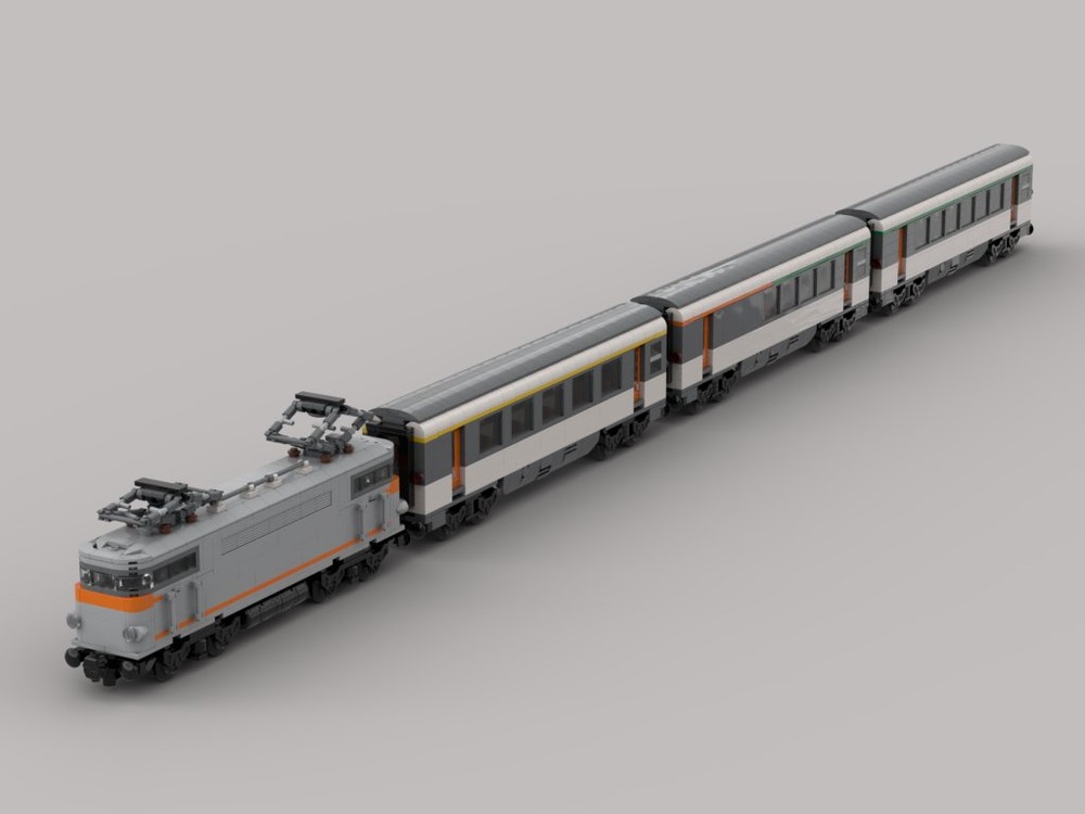 Lego SNCF BB9200 with three different Corail cars